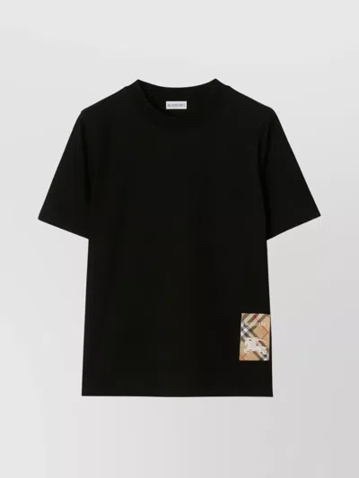 BURBERRY CHECK SIDE COTTON T-SHIRT