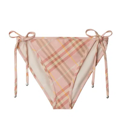 Burberry Check Side-tie Bikini Briefs In Pink