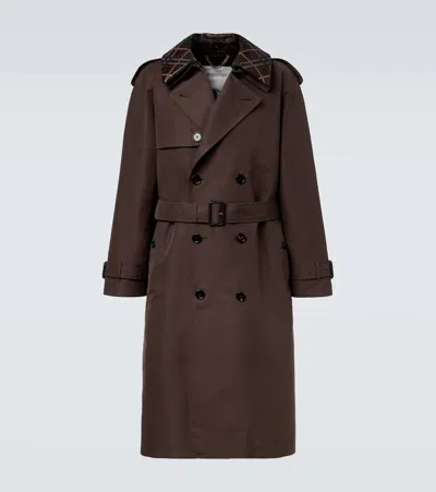 Burberry Leather-trimmed Silk And Cotton-blend Trench Coat In Brown