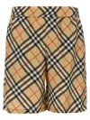 Burberry Drawstring Waistband Check Shorts With Embroidered Detail In Beige