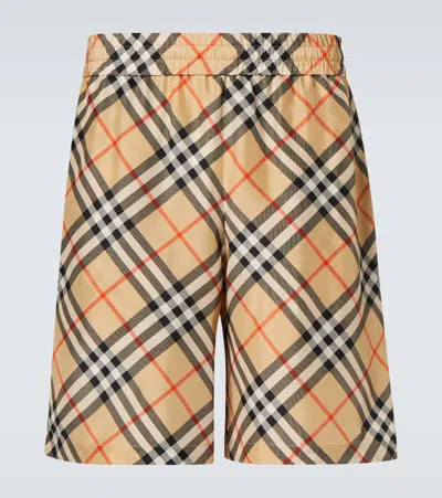 Burberry Beige Check Swim Shorts In Alabaster Pink