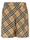 Burberry Drawstring Waistband Check Shorts With Embroidered Detail In Beige