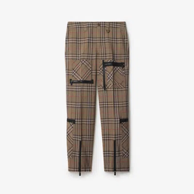 Burberry Check Silk Blend Cargo Trousers In Brush