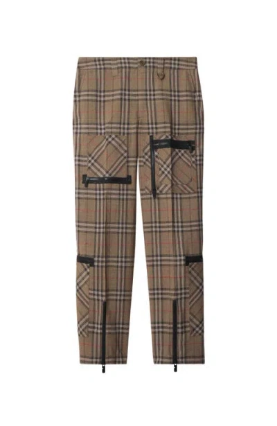 BURBERRY BURBERRY CHECK SILK BLEND CARGO TROUSERS