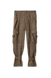 Burberry Check Silk Blend Cargo Trousers In Brush