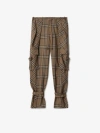 Shop Burberry Check Silk Blend Cargo Trousers In Brush