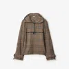 Burberry Half-zip Jacket With Check Pattern In Silk Blend Men In Brush