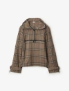 Burberry Half-zip Jacket With Check Pattern In Silk Blend Men In Brush