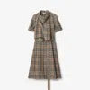 Burberry Check Silk Blend Trench Dress In Brown