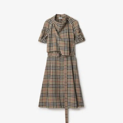 BURBERRY BURBERRY CHECK SILK BLEND TRENCH DRESS
