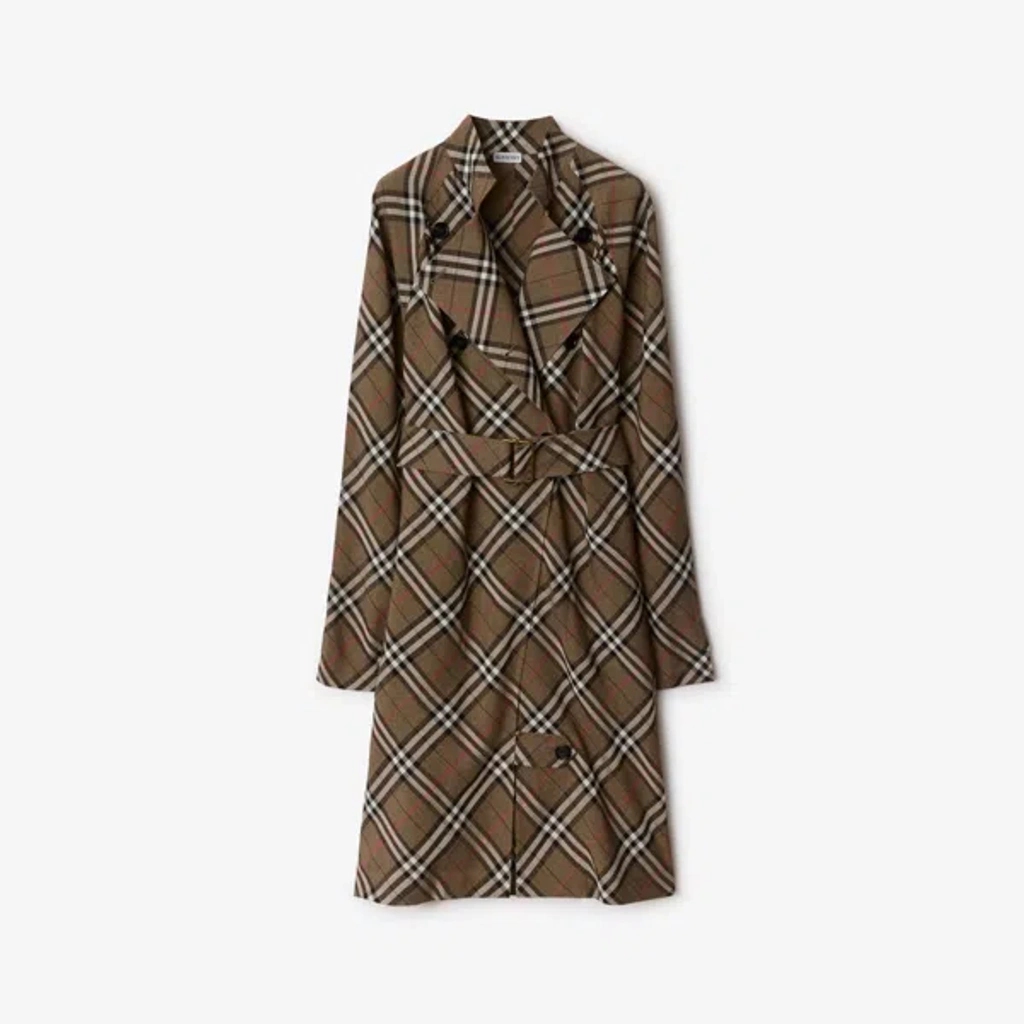 burberry silk trench dress Burberry Check Silk Blend Trench Dress In Beige