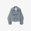Burberry Check Silk Blend Trench Jacket In Gale