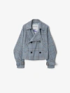 Burberry Check Silk Blend Trench Jacket In Gale