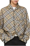 Burberry Check Silk Pyjama Shirt In Brown