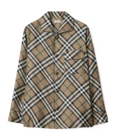 BURBERRY CHECK SILK PYJAMA SHIRT