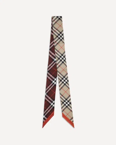 Burberry Check Silk Scarf In Beige
