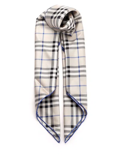 Burberry Check Silk Scarf In Beige