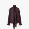 Burberry Check Silk Scarf Blouse In Brown
