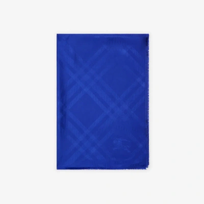 Burberry Check Silk Scarf In Blue