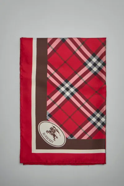 Burberry Check Silk Scarf In Red