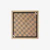 Burberry Medium Check Ekd Stamp Square Silk Twill Scarf In Sand