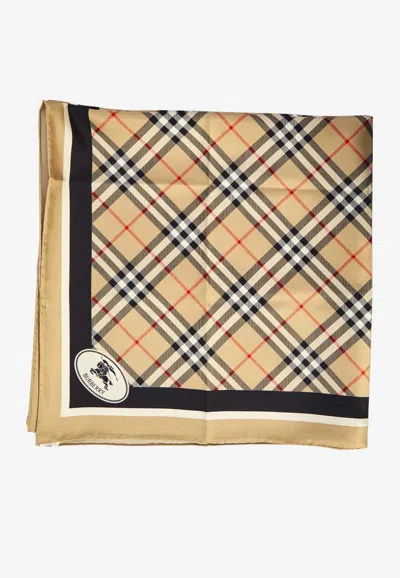 Burberry Check Silk Scarf In Multi