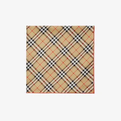 Burberry Check Silk Scarf In Sand