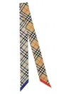 Burberry Check Silk Scarf In Beige