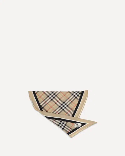 Burberry Check Silk Scarf With Knight Stamp In Neutral