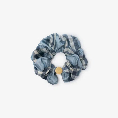 Burberry Check Silk Scrunchie In Blue