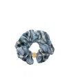 Burberry Silk Scrunchie With Check In Blue