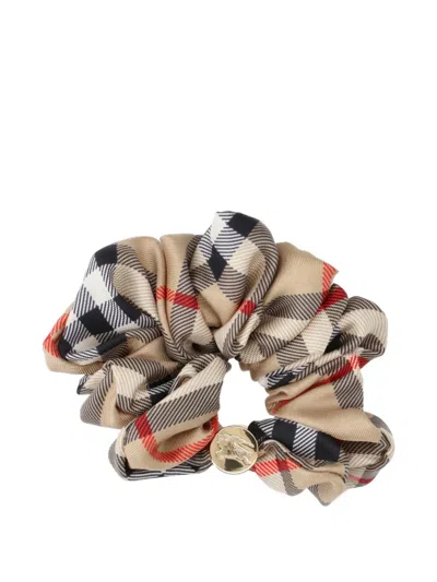 Burberry Check Silk Scrunchie In Brown