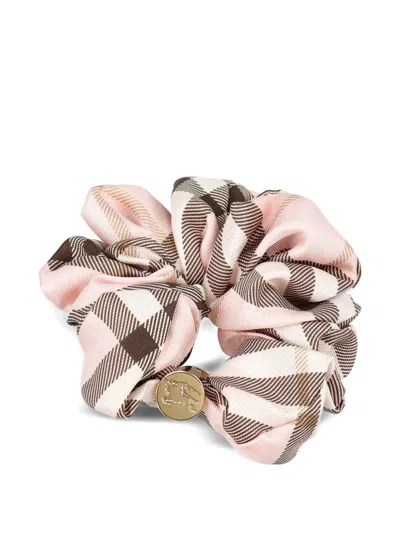 Burberry Women Check Silk Scrunchie In Pink