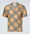 Burberry Short-sleeved Check Pattern Shirt With Button-down Collar In Multicoloured