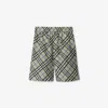 Burberry Nova Check Silk Shorts In Lichen