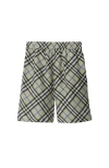 Burberry Nova Check Silk Shorts In Lichen