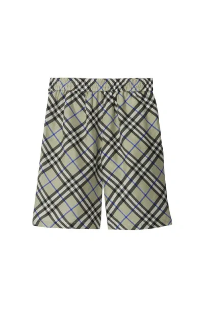 Burberry Nova Check Silk Shorts In Lichen