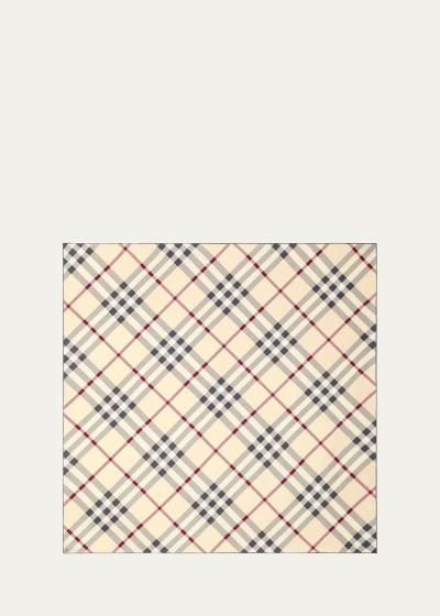 Burberry Check Silk Square Scarf In Stone