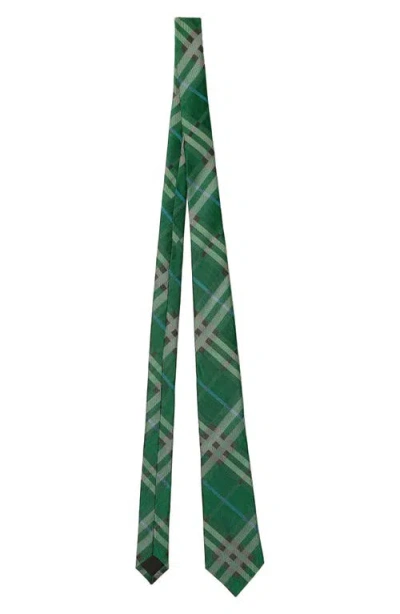 Burberry Check Silk Tie In Green