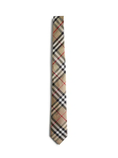 Burberry Check Silk Tie In Black