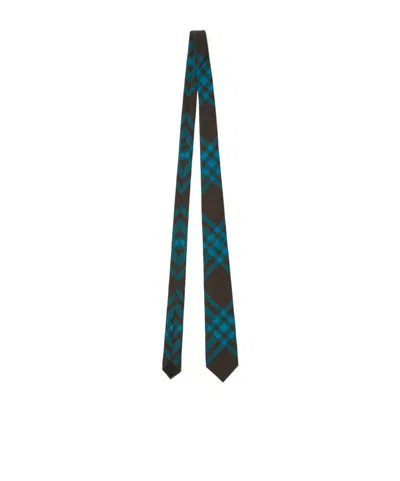 Burberry Check Silk Tie In Black