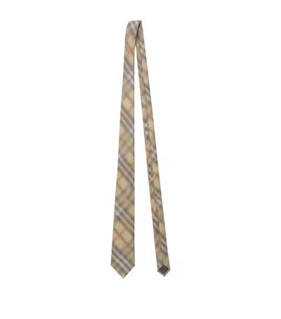 Burberry Check Silk Tie In Brown
