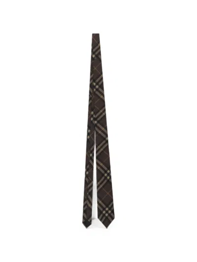 Burberry Check Silk Tie In Metallic