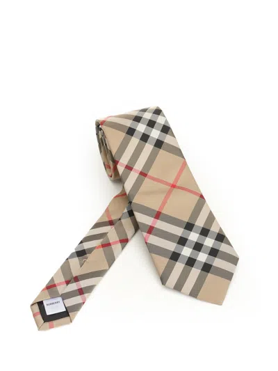 Burberry Check Silk Tie Ties And Bow Ties Beige