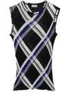 Burberry Check Silk Top In Black