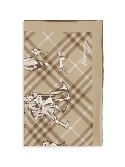 Burberry Check Silk Twill Scarf In Brown