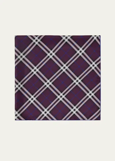 Burberry Check Silk Twill Square Scarf In Purple