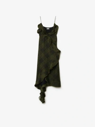Burberry Check Silk Wrap Dress In Oil