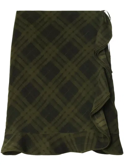 BURBERRY CHECK SILK WRAP SKIRT