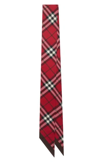 Burberry Check Skinny Silk Twill Scarf In Red